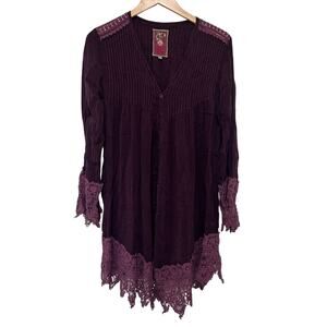 Johnny Was Purple Lace Tunic Dress Sz S